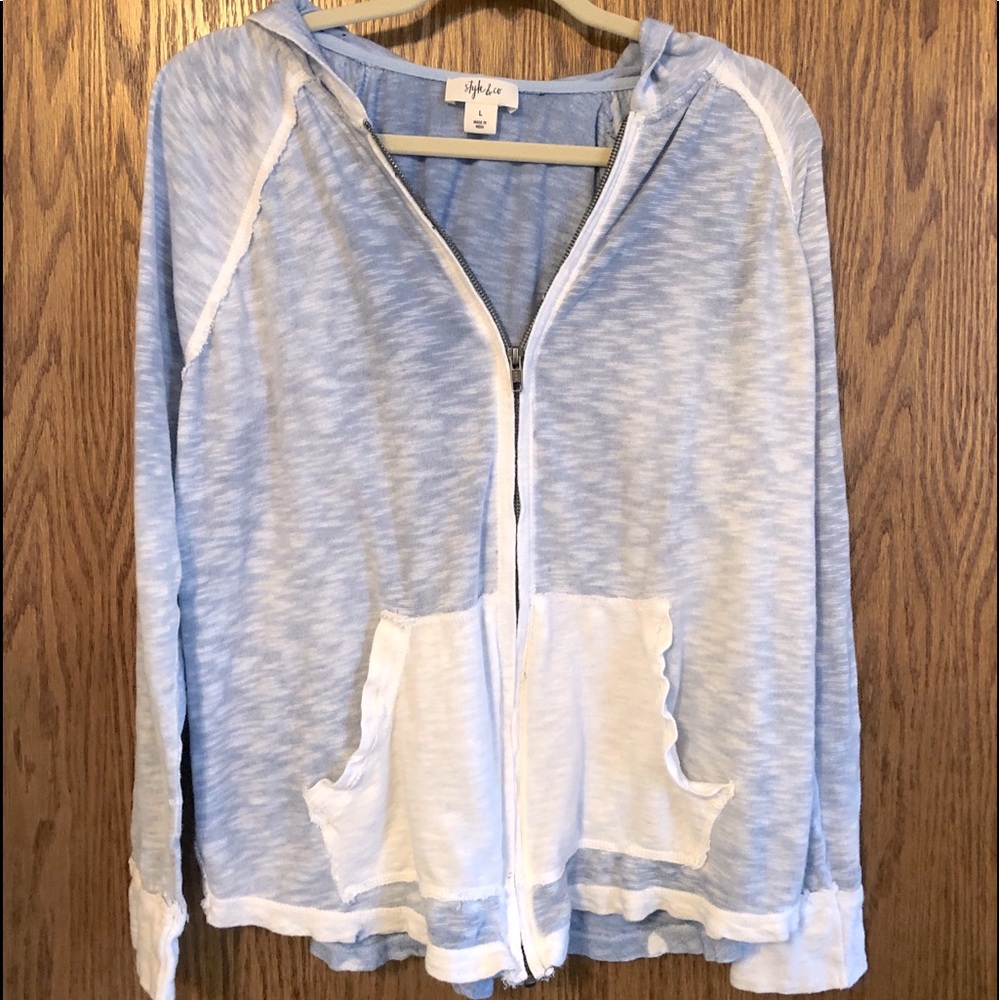 Style & Co distressed zip hoodie size L